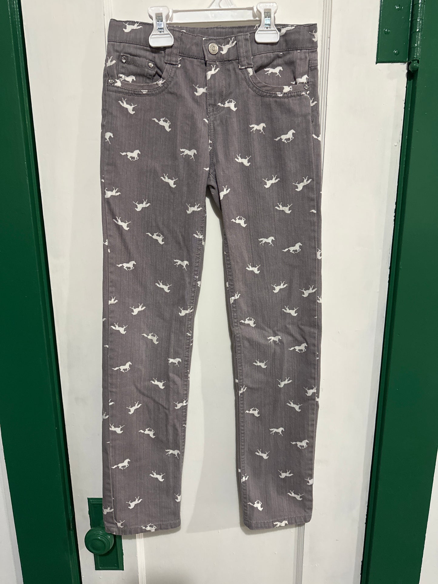 #012225 Gymboree Girls Jeans Gray With White Horses Size 12