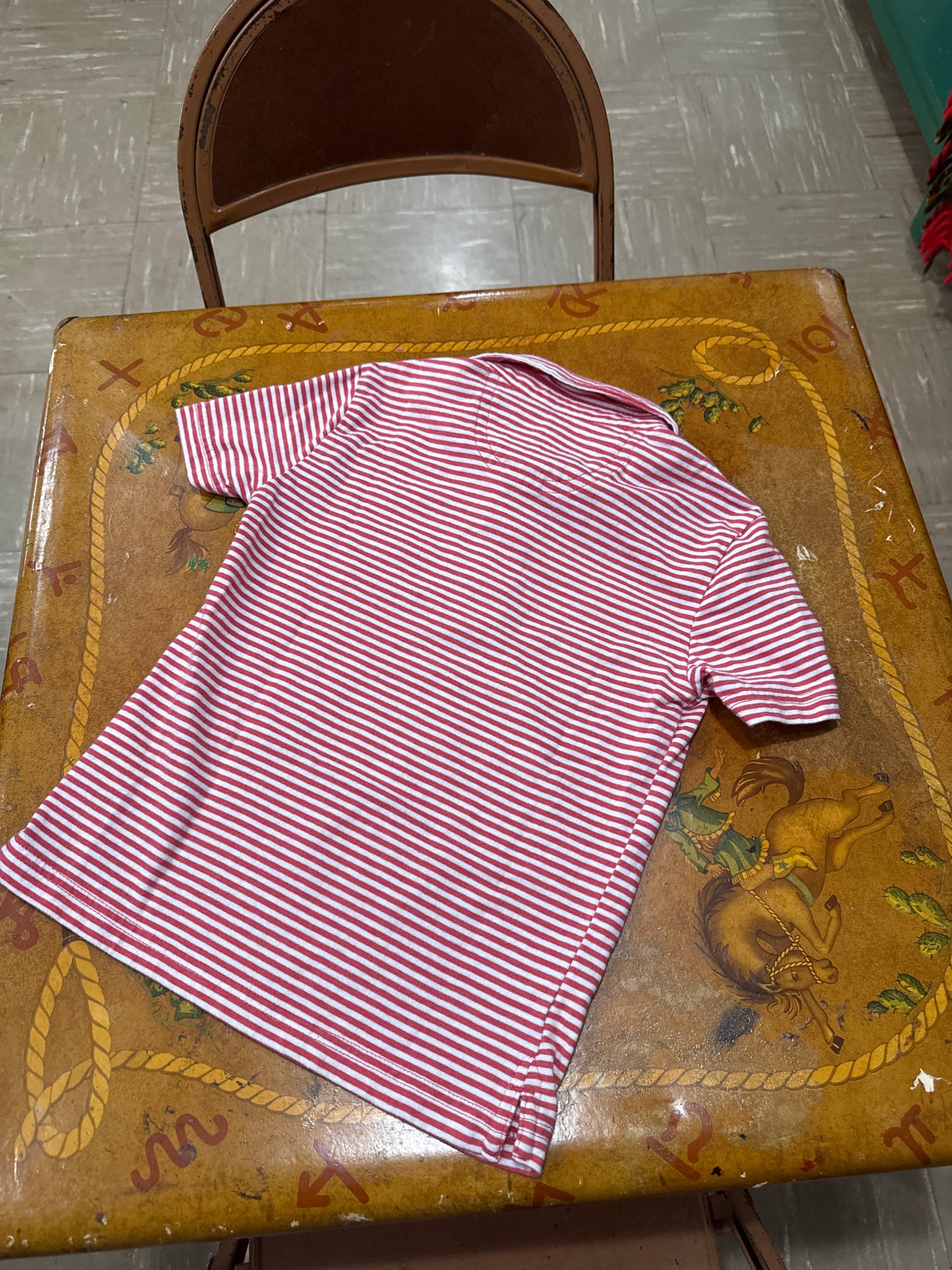 #033025 Polo Red /White Striped Shirt Size XS 4-5