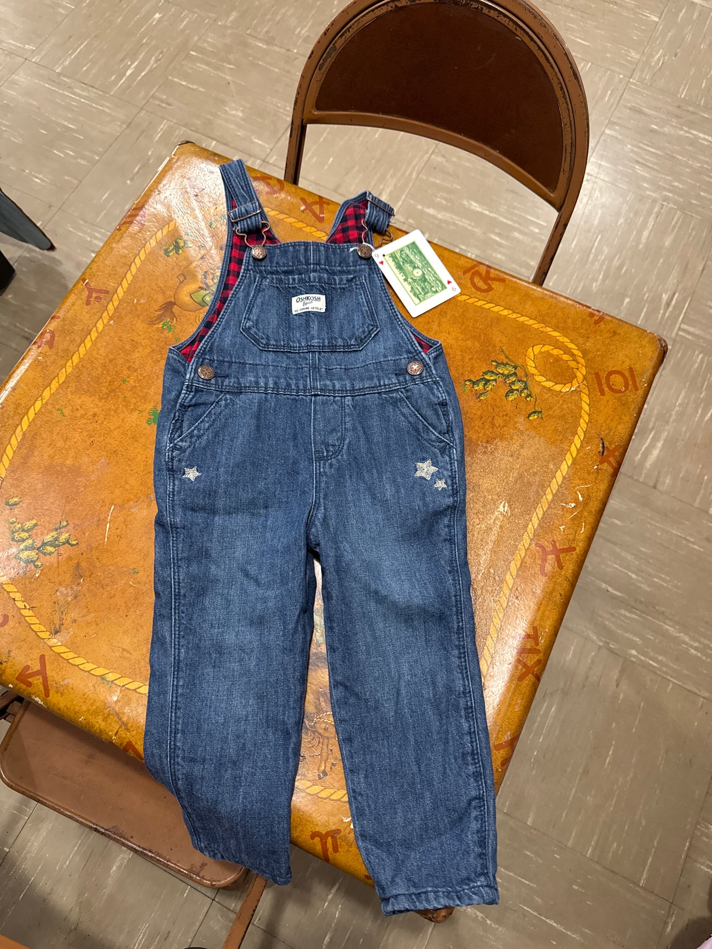 #040225 OshKosh Denim Overalls With Stars Size 2T