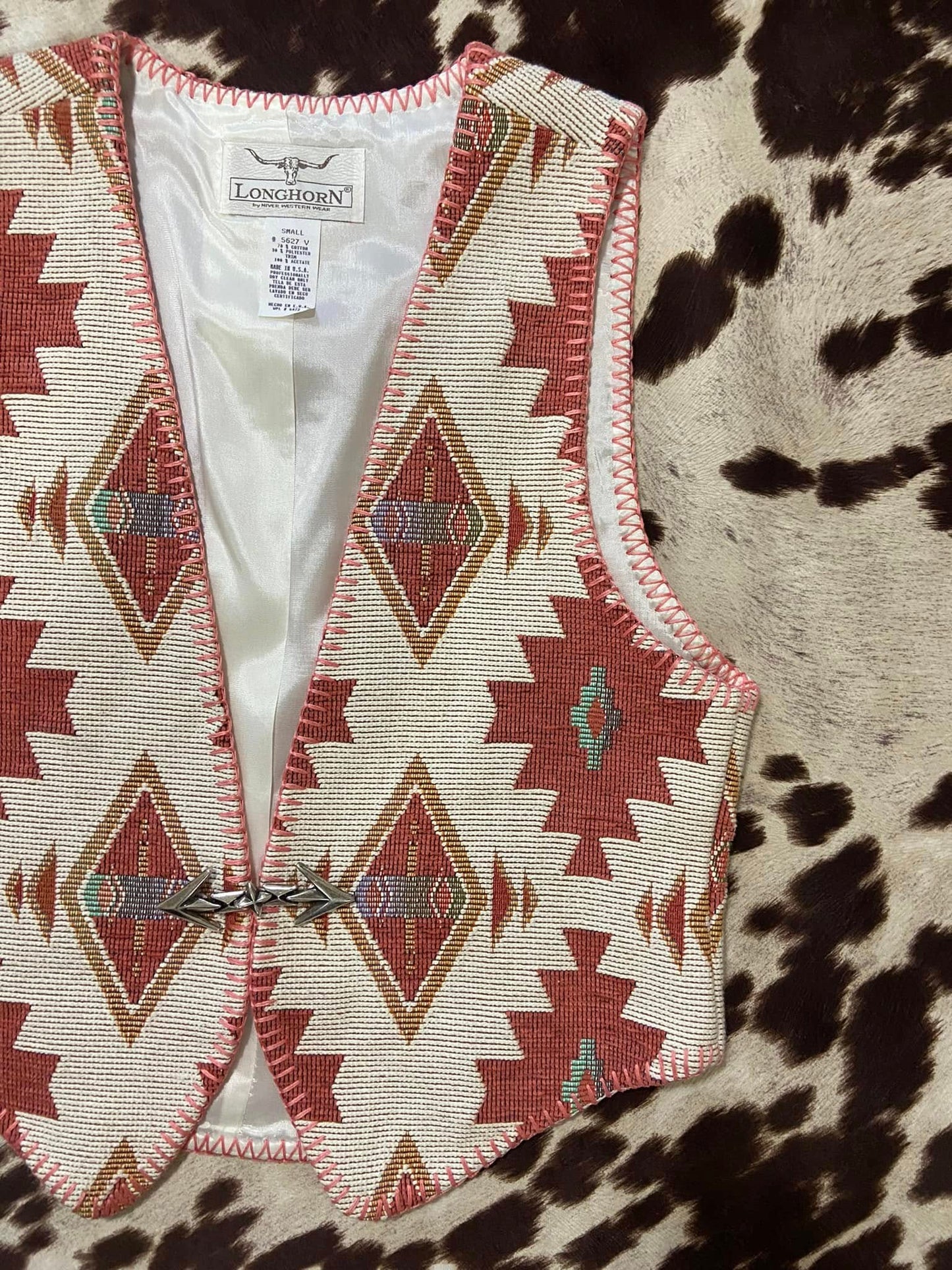 Vintage Longhorn By Niver Western Wear Southwestern Vest - Women's Ladies Made in USA