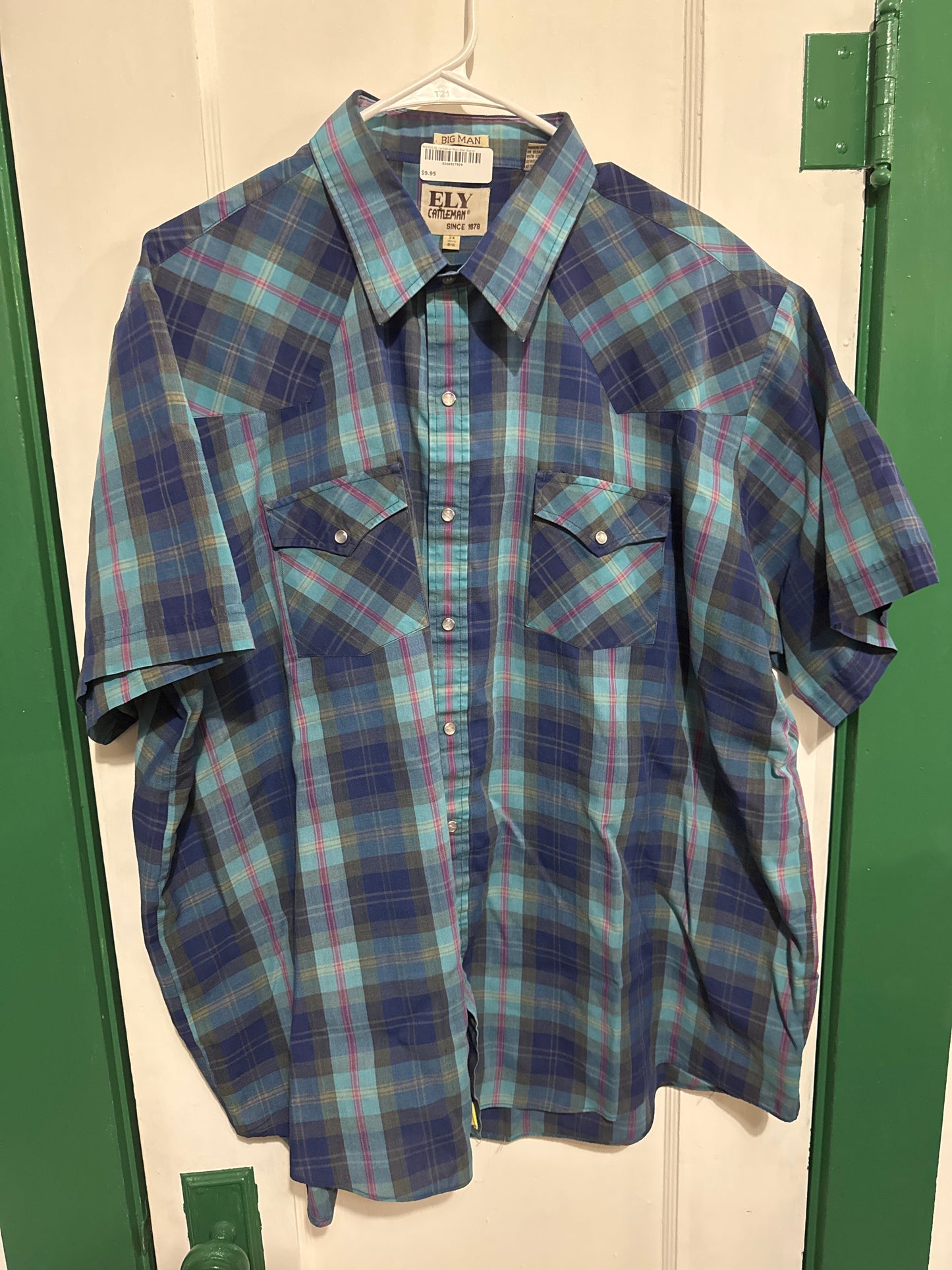 #033025 Ely Cattleman Plaid Shirt Size 2x