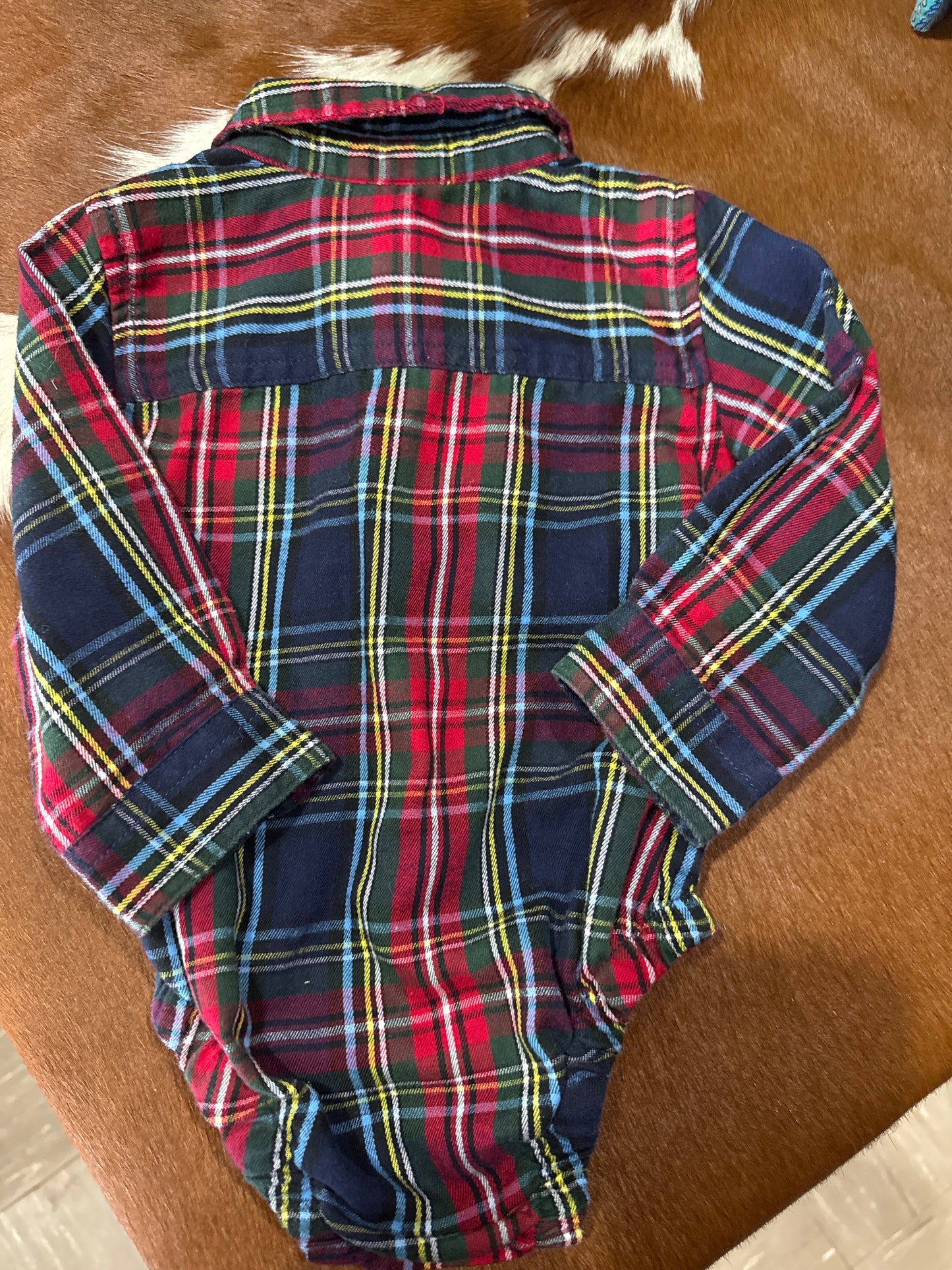 #012225 Wrangler Plaid Onesie Size 12M