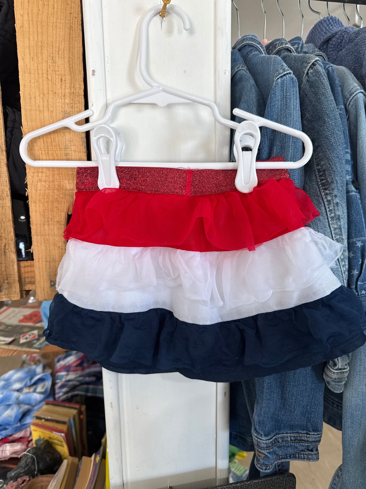 #033025 Red White Blue Skirt Size 2T