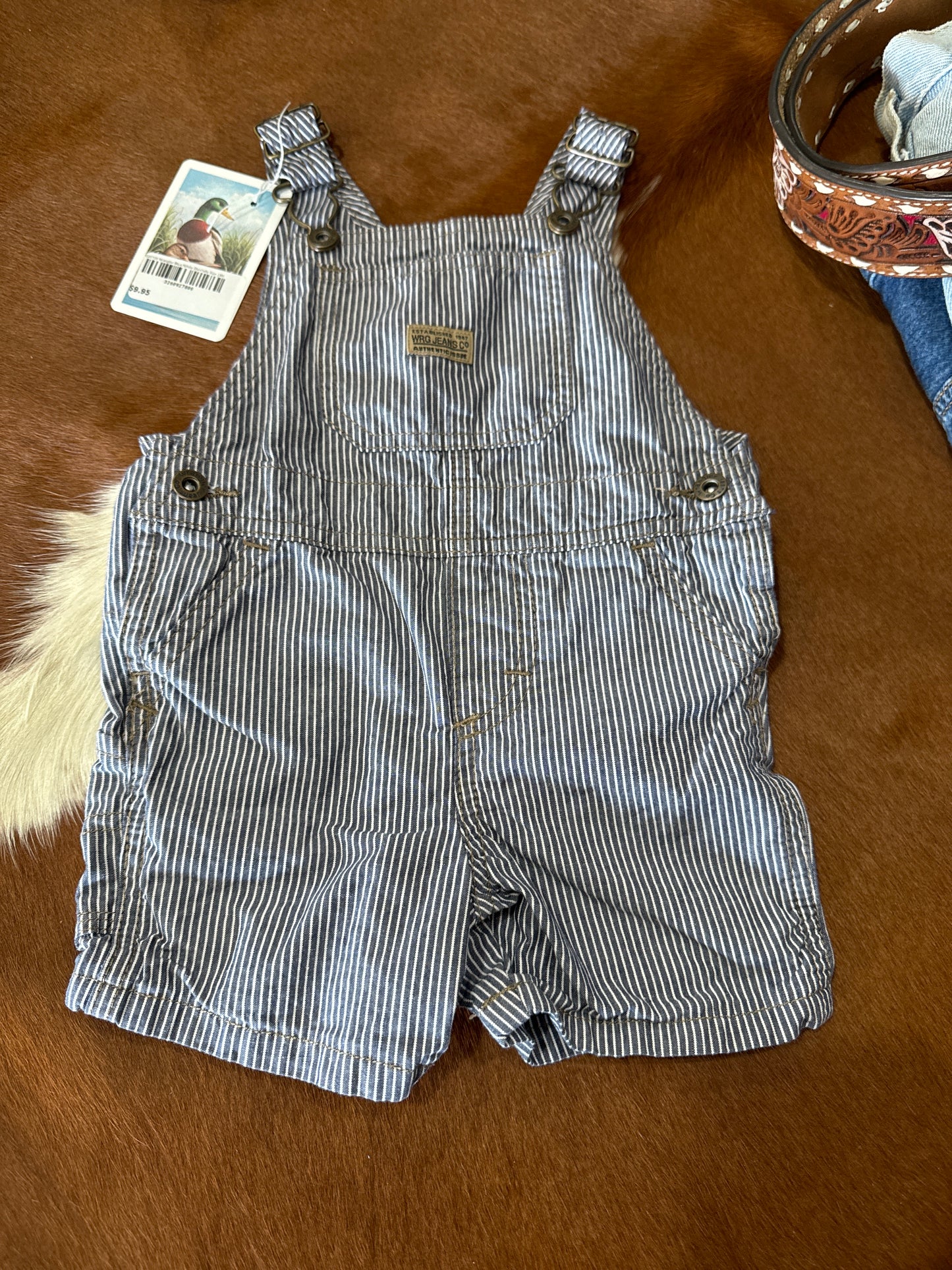 #020725 Wrangler Blue/White Shortalls Size 18M