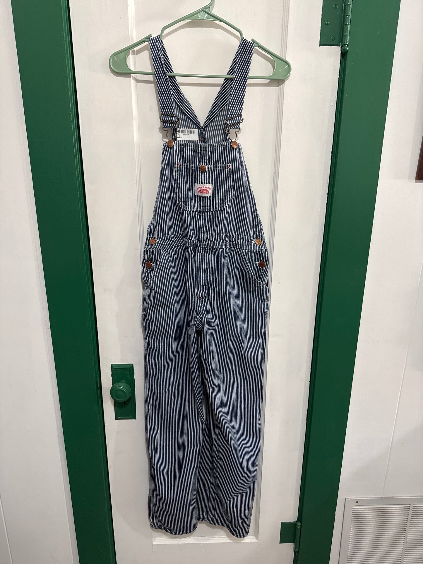 #032925 Round House Blue/White Striped Overalls Size 16