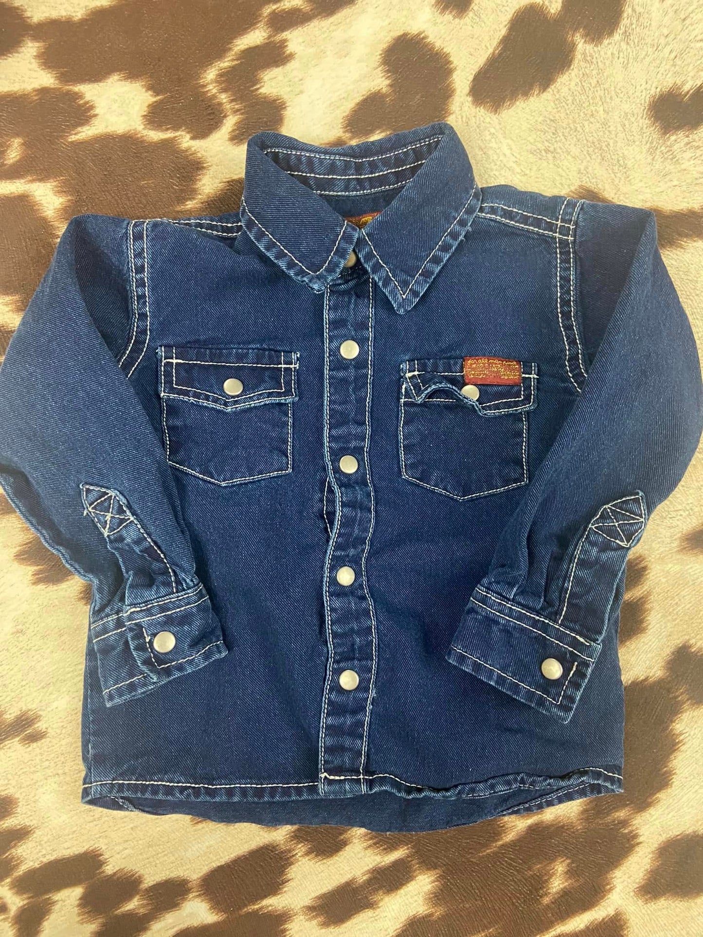 #010425 7 For All ManKind Blue Shirt Size 18 M
