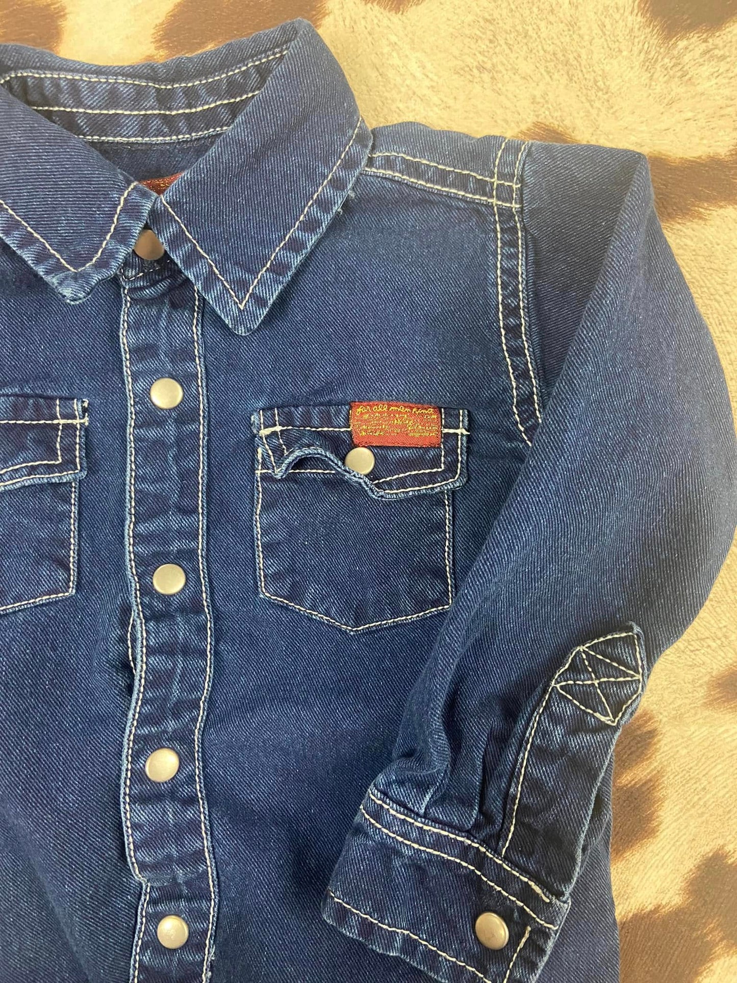 #010425 7 For All ManKind Blue Shirt Size 18 M