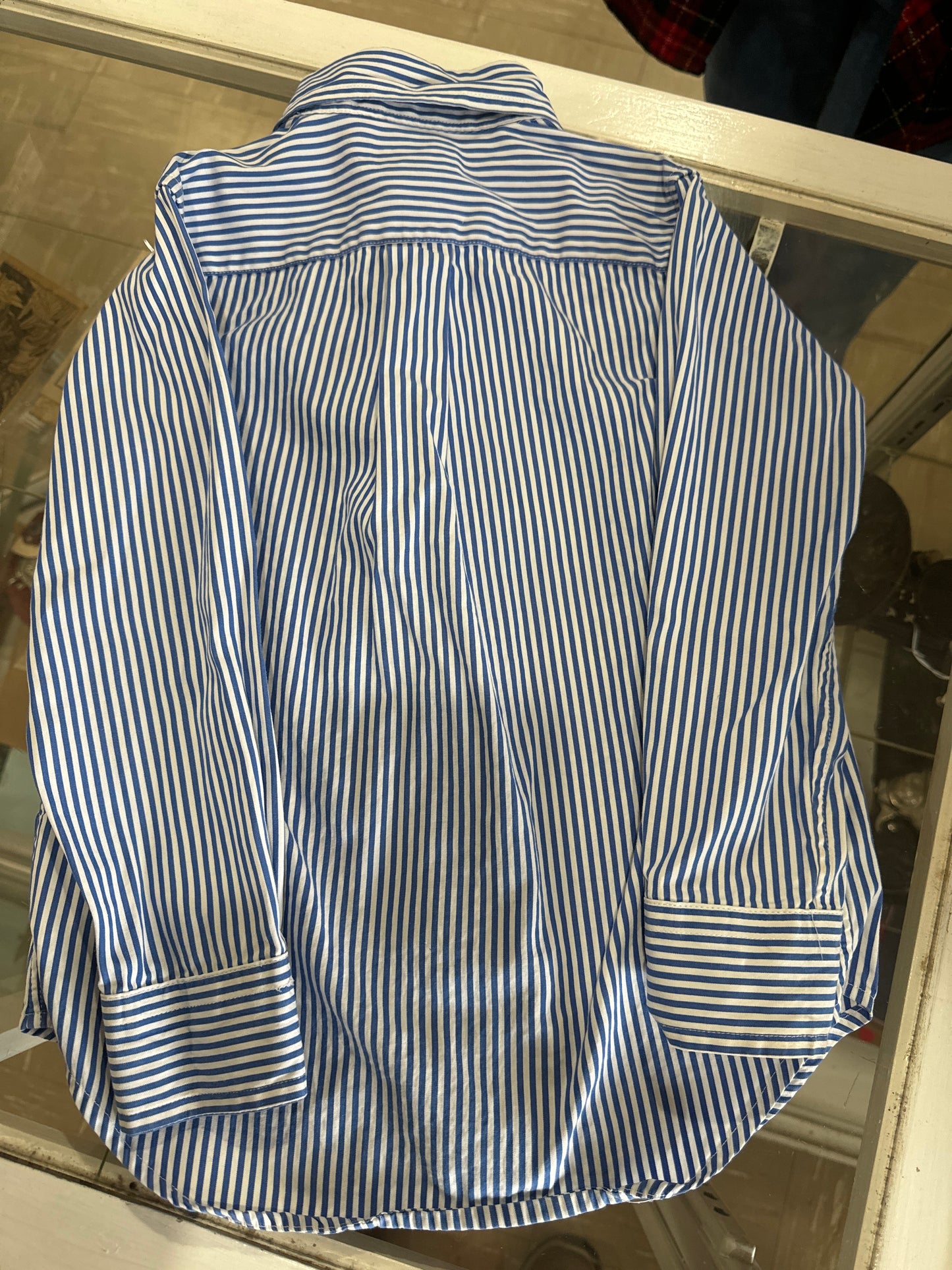 #012225 Ralph Lauren Blue/White Striped Shirt Size 4/4T