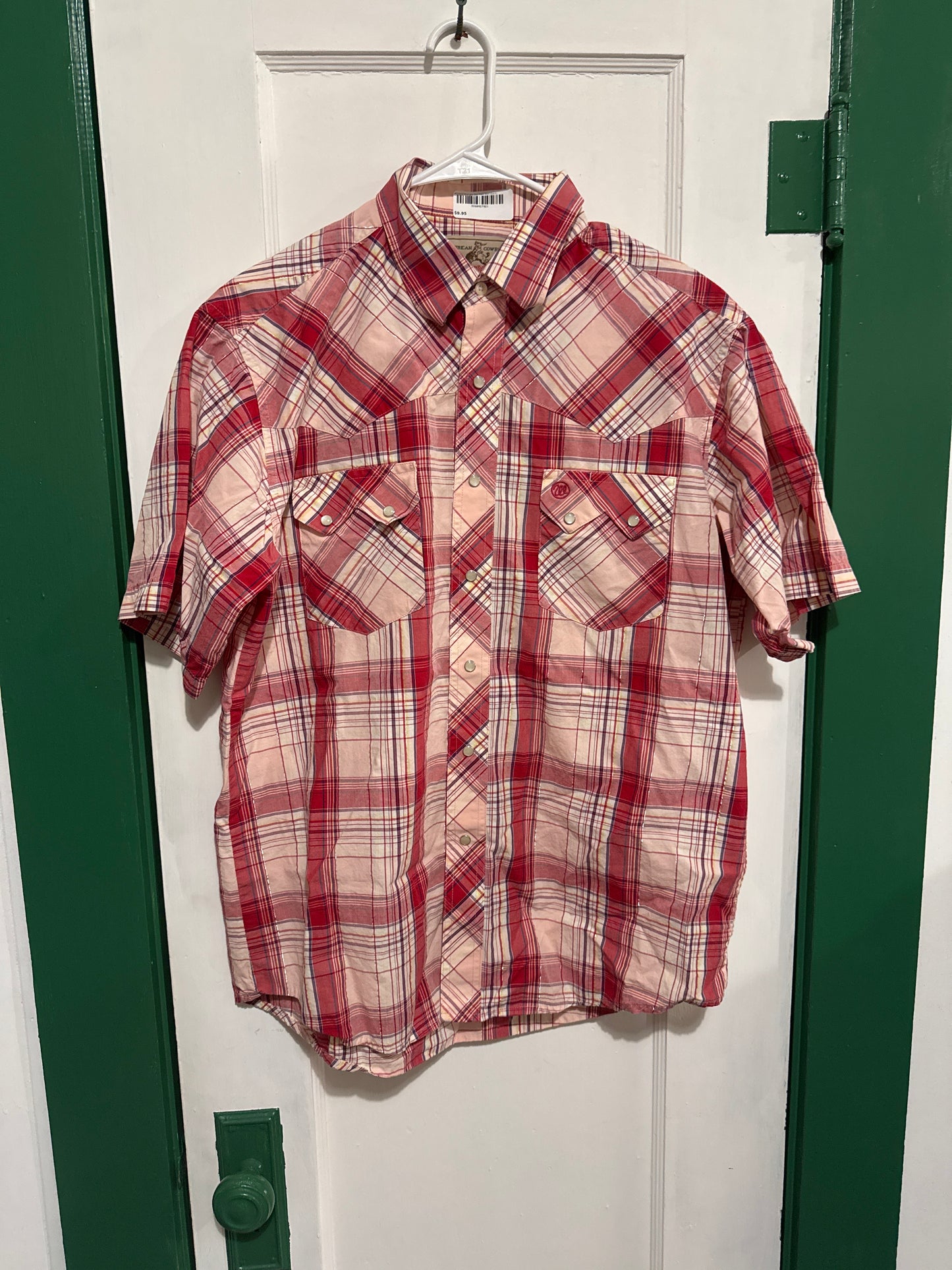#033025 Wrangler Red Plaid Shirt Size XL