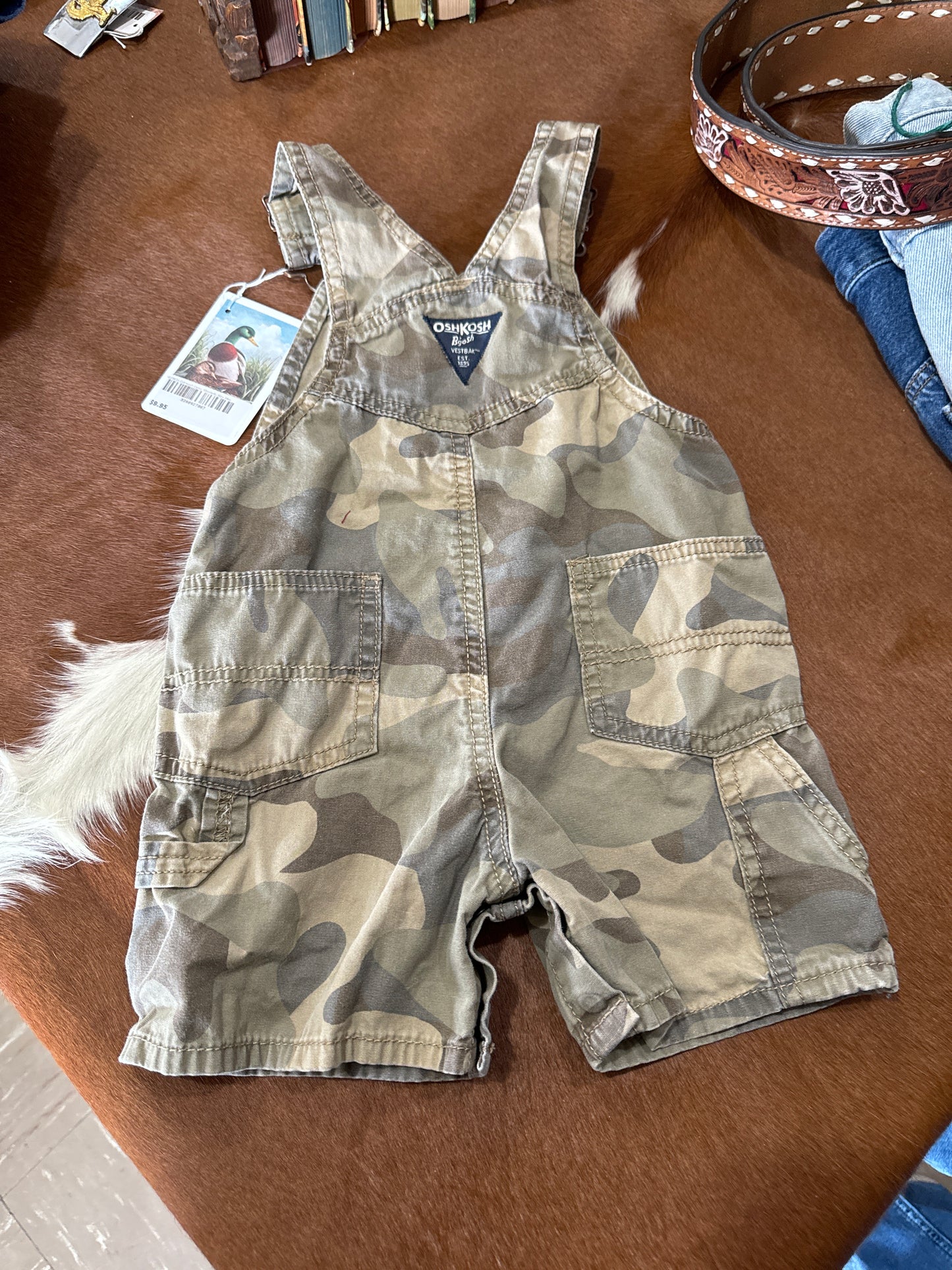 #020625 OshKosh Camo Shortalls Size 24m