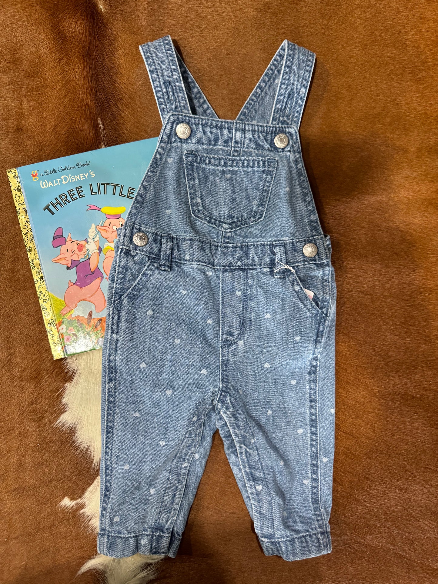 #121624 LW Old Navy Heart Overalls Size 6/12 M