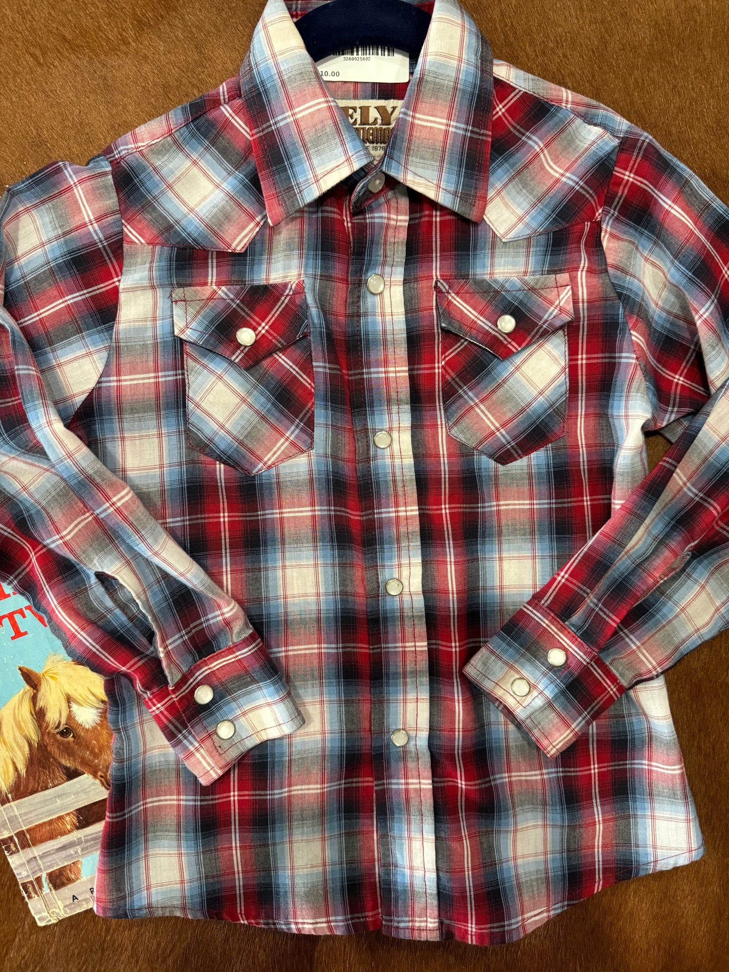 #1214 LW Kids Youth Ely Plaid Western Shirt