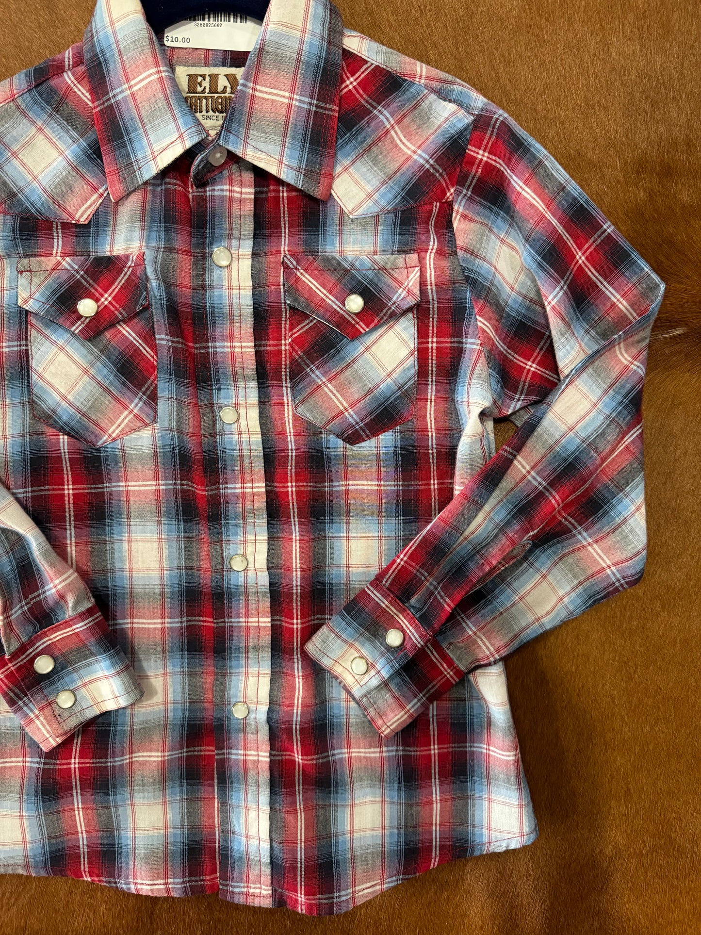 #1214 LW Kids Youth Ely Plaid Western Shirt