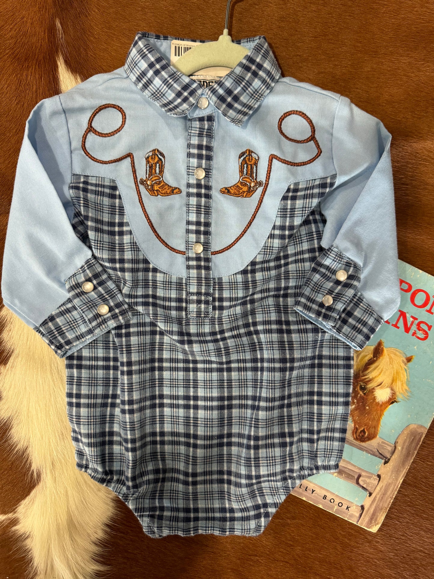 #100424 LW Western Embroidered Boot Onesie