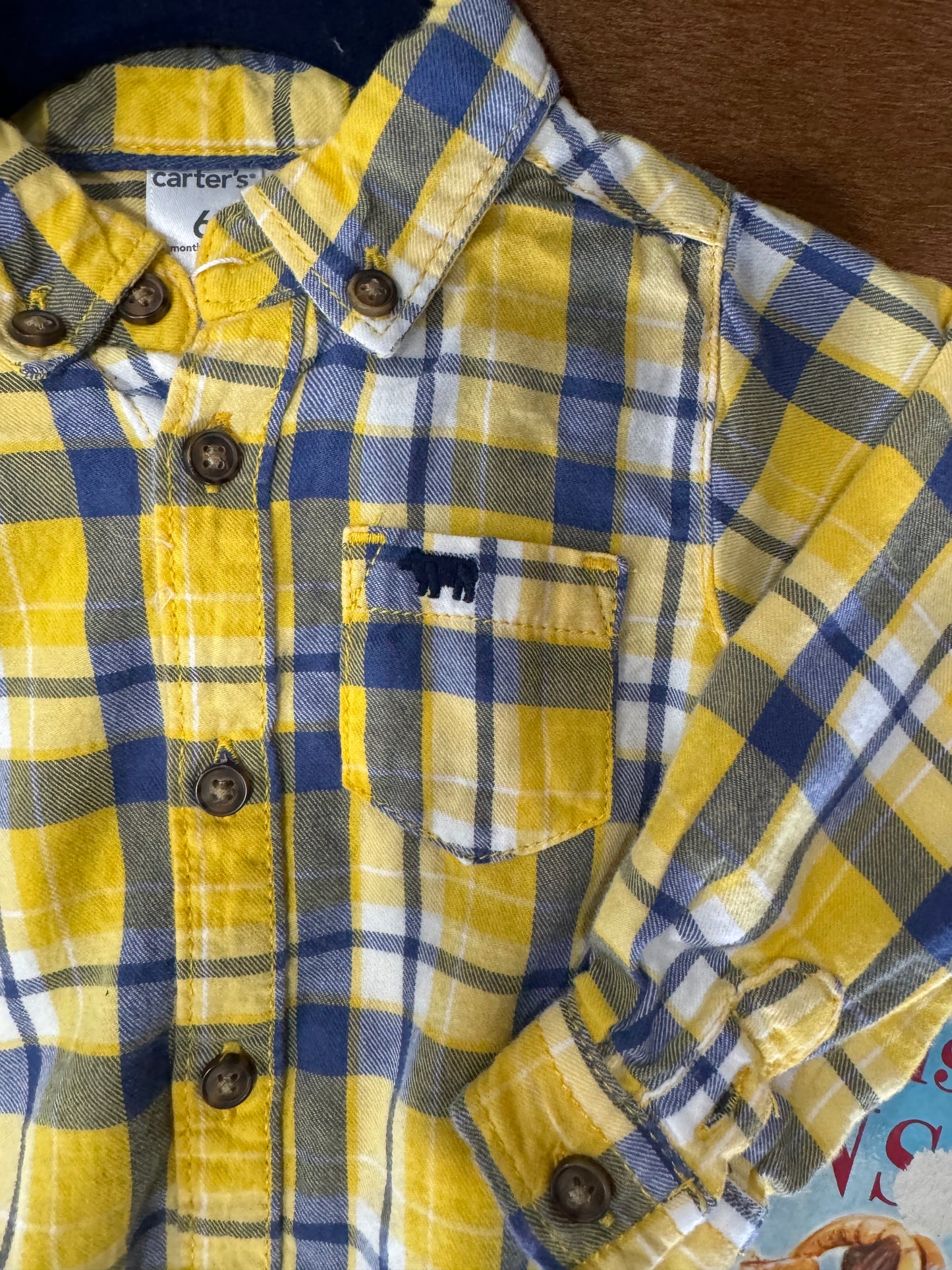 #112724 LW Carters Yellow Plaid Onesie Size 6 M