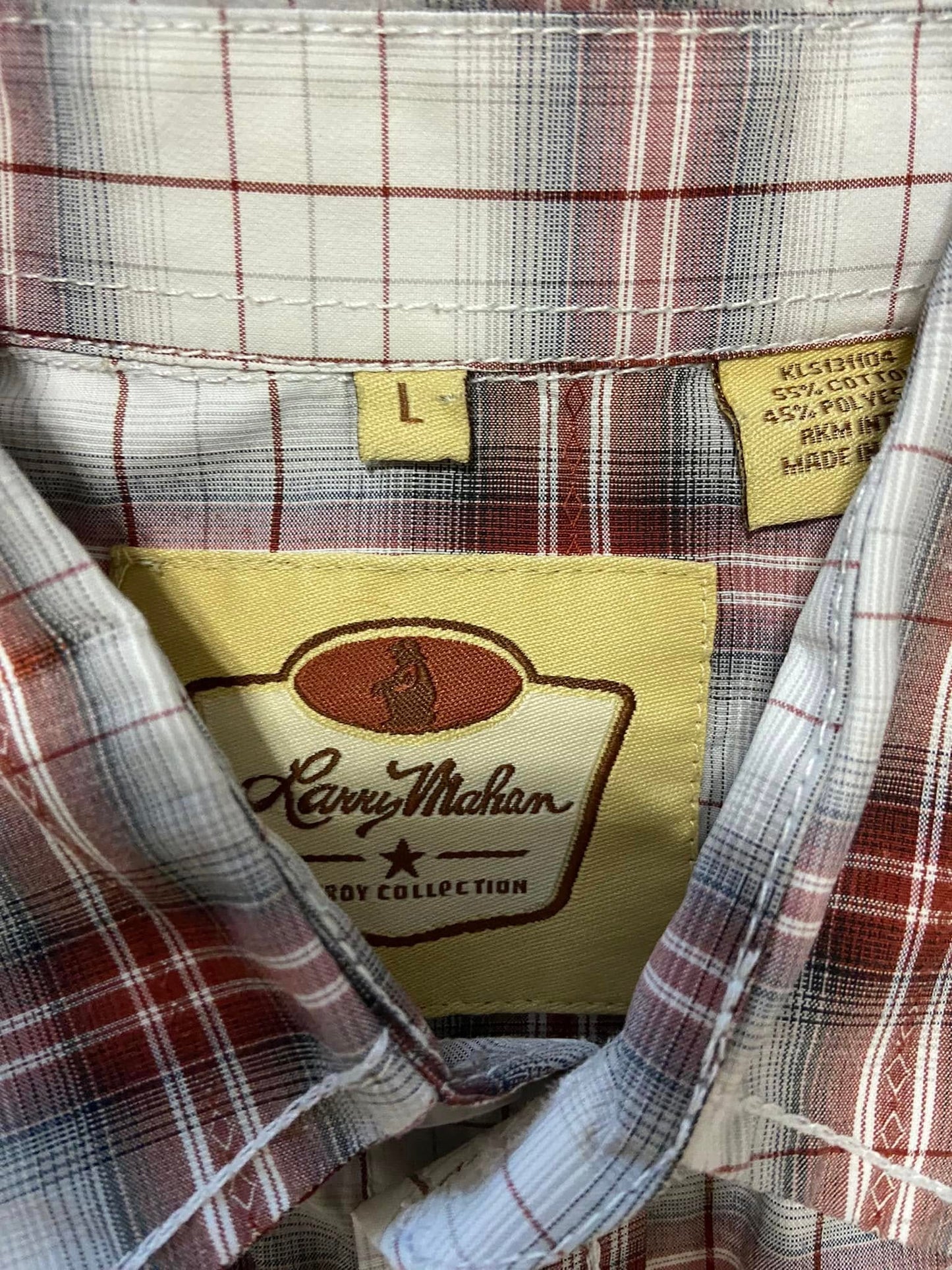 #010225 Larry Mahan Western Snap Plaid Shirt Size Youth L