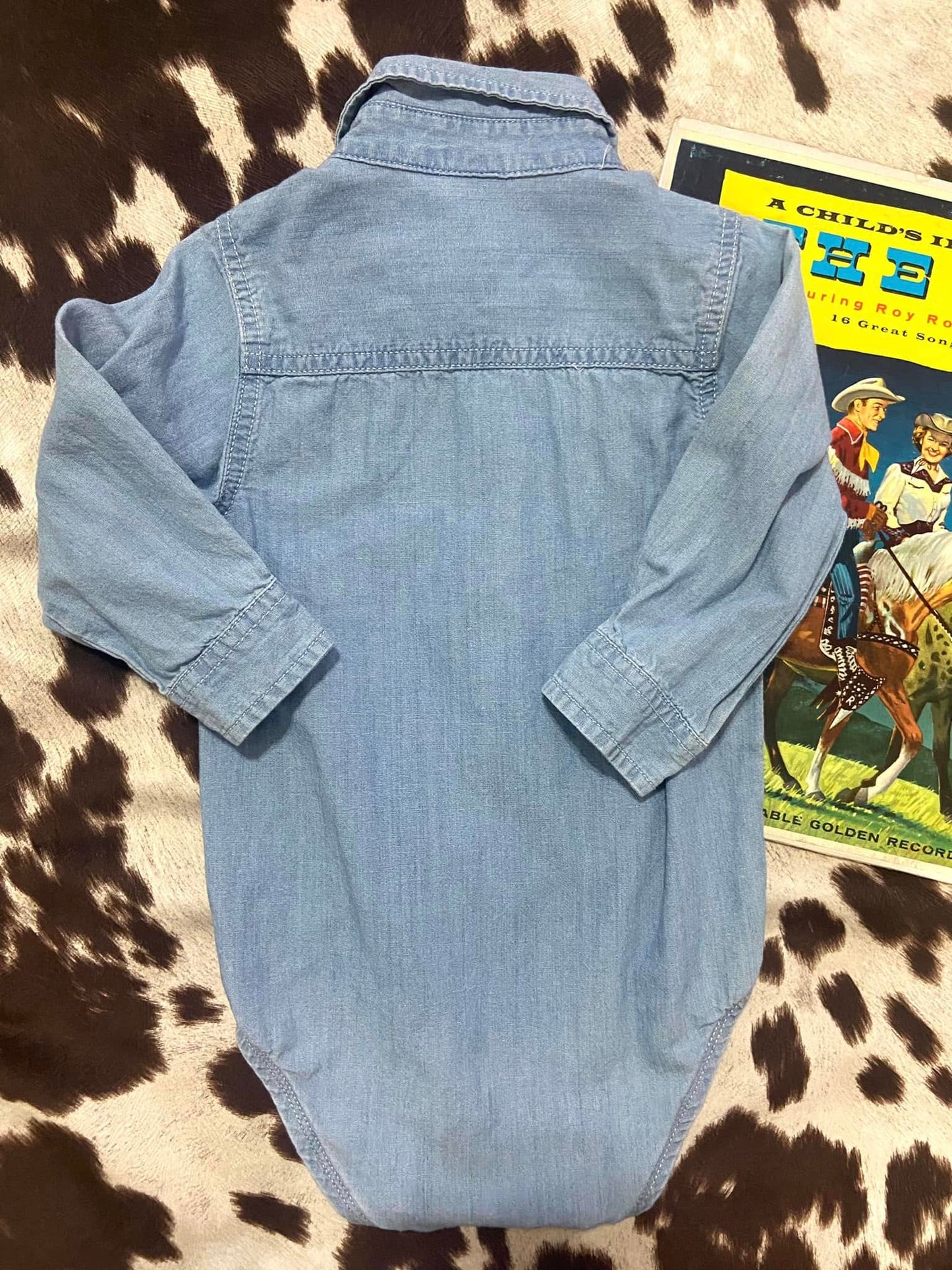#010225 OshKosh Light Blue Baby Onesie 24 Months