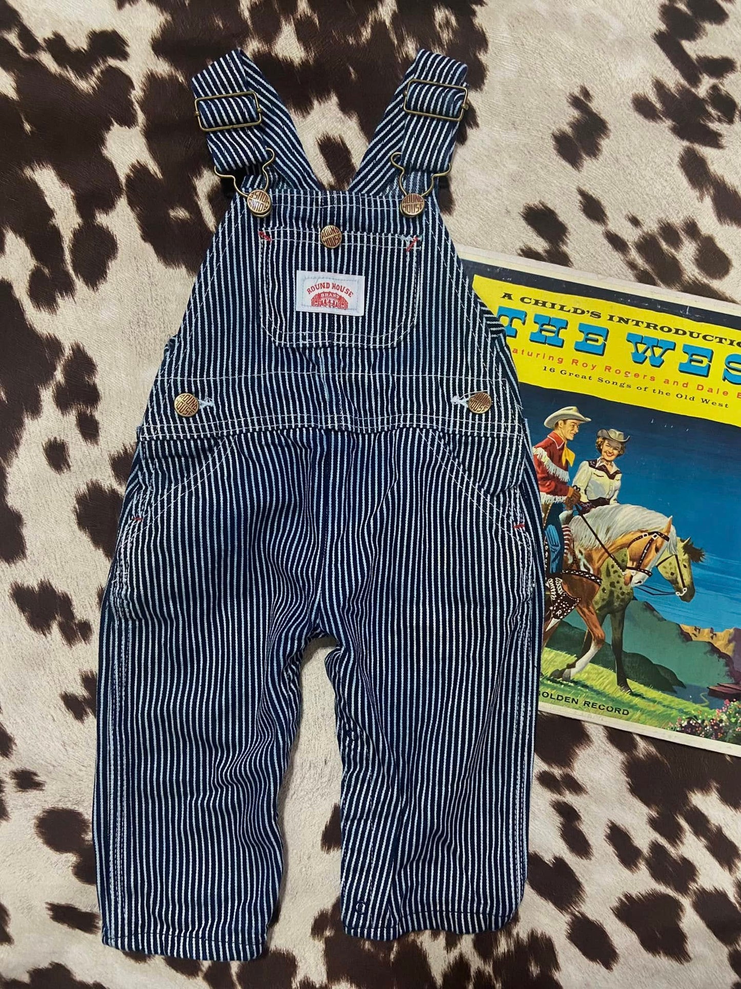 #010225 Round House Overalls Blue/White Stripe 18Mo.