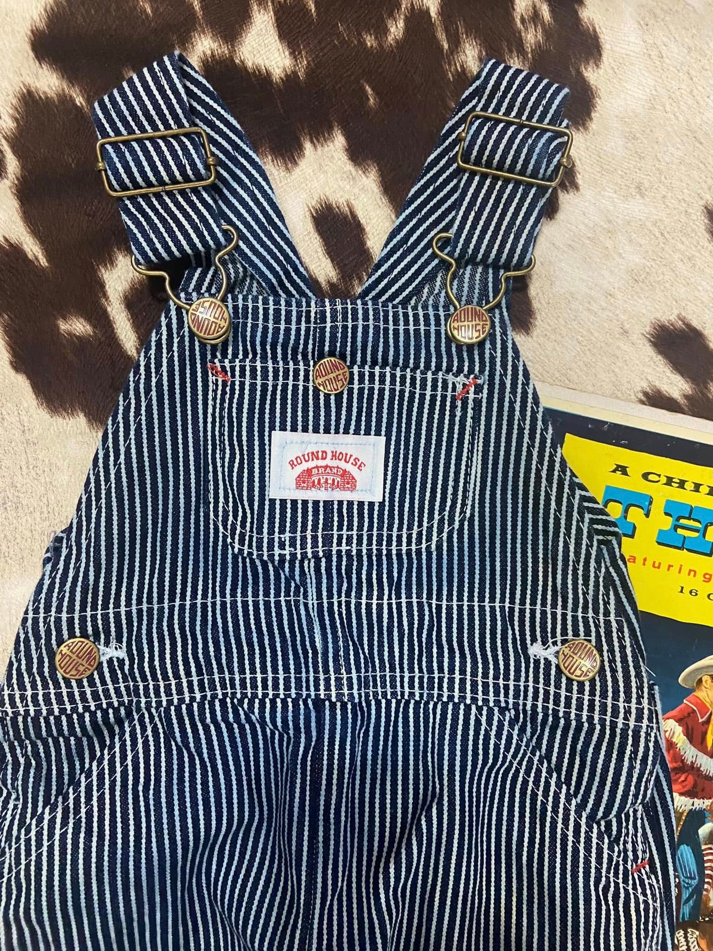 #010225 Round House Overalls Blue/White Stripe 18Mo.