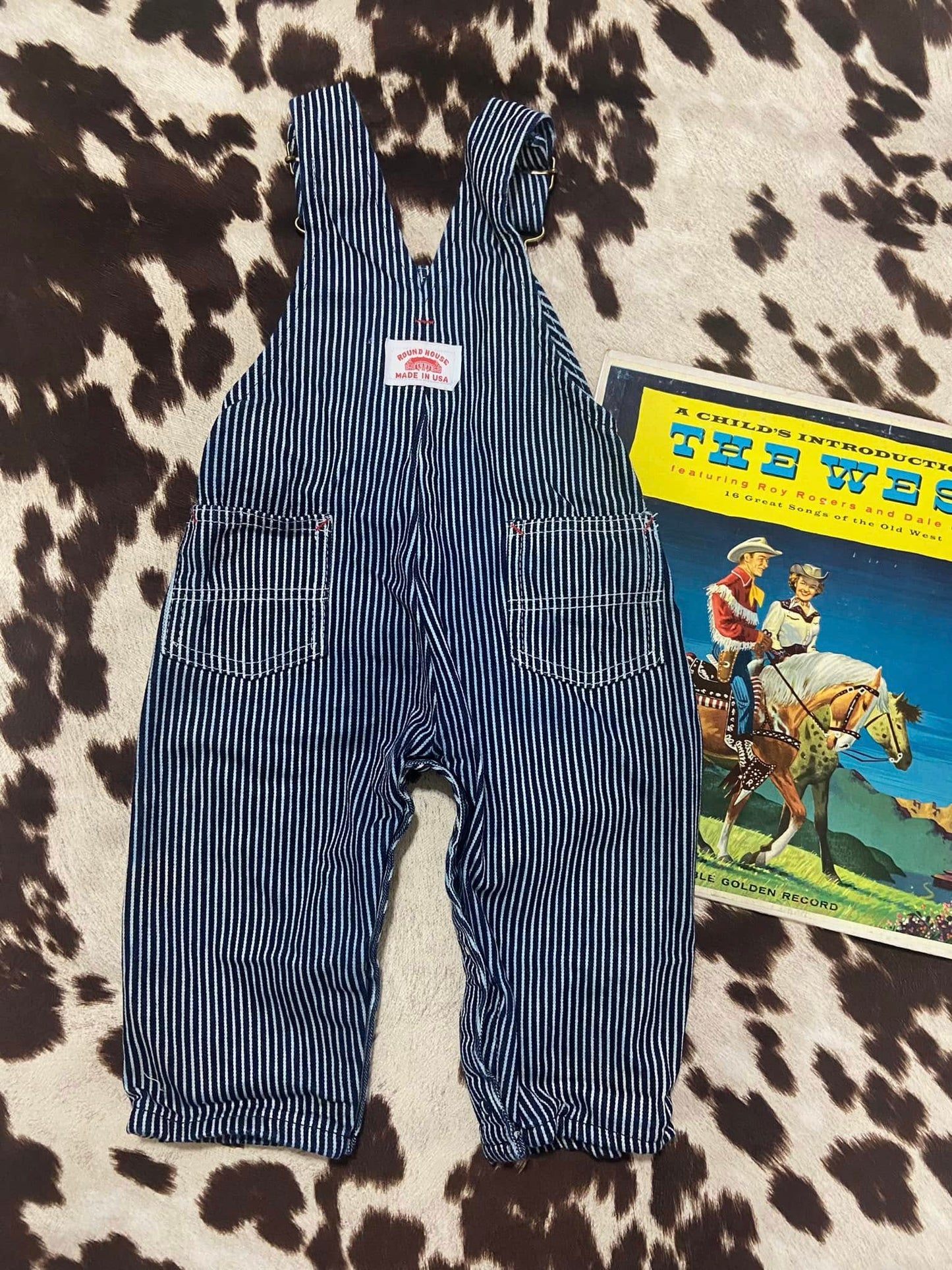#010225 Round House Overalls Blue/White Stripe 18Mo.
