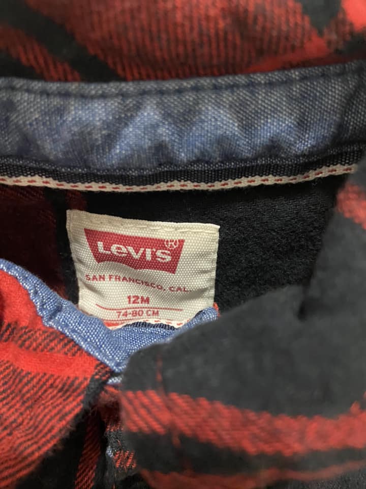#010225 Levi's Red /Black Plaid Shirt Size 12M