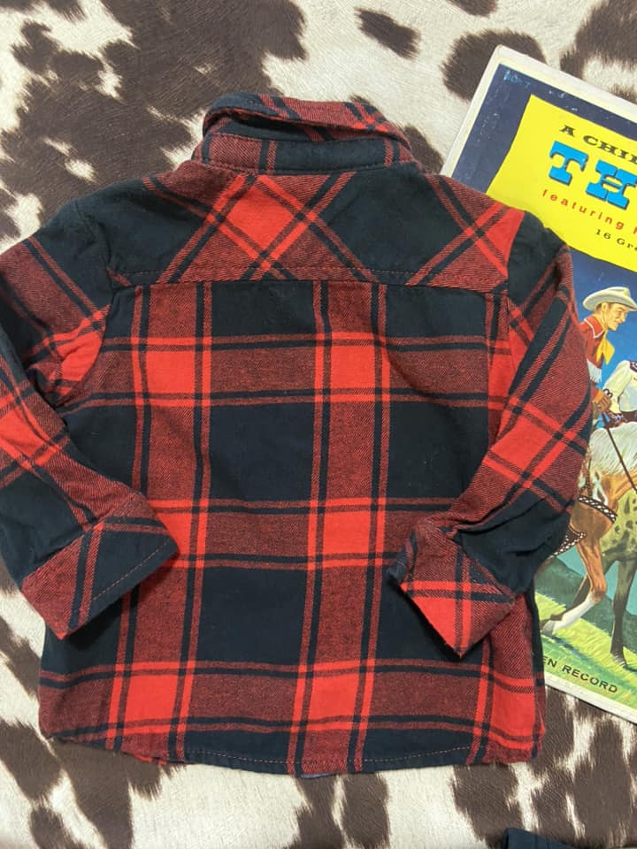 #010225 Levi's Red /Black Plaid Shirt Size 12M