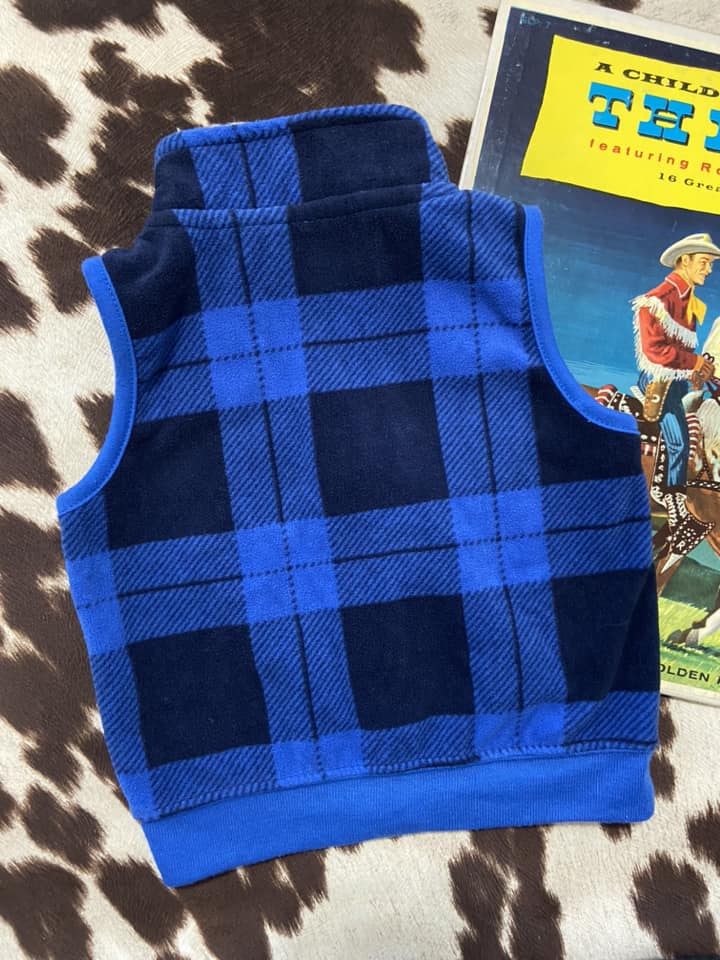 #010225 Carter's Blue Plaid Vest Size 9 M