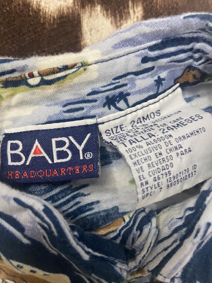 #010325 Baby HeadQuarters Hawaiian Shirt Size 24M