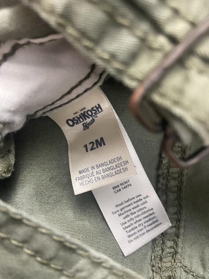 #010425 OshKosh Camo Overalls Size 12m