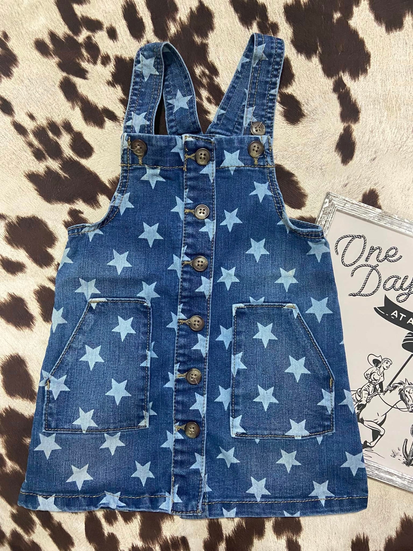 #010225 Denim Dress With Stars Size 3T