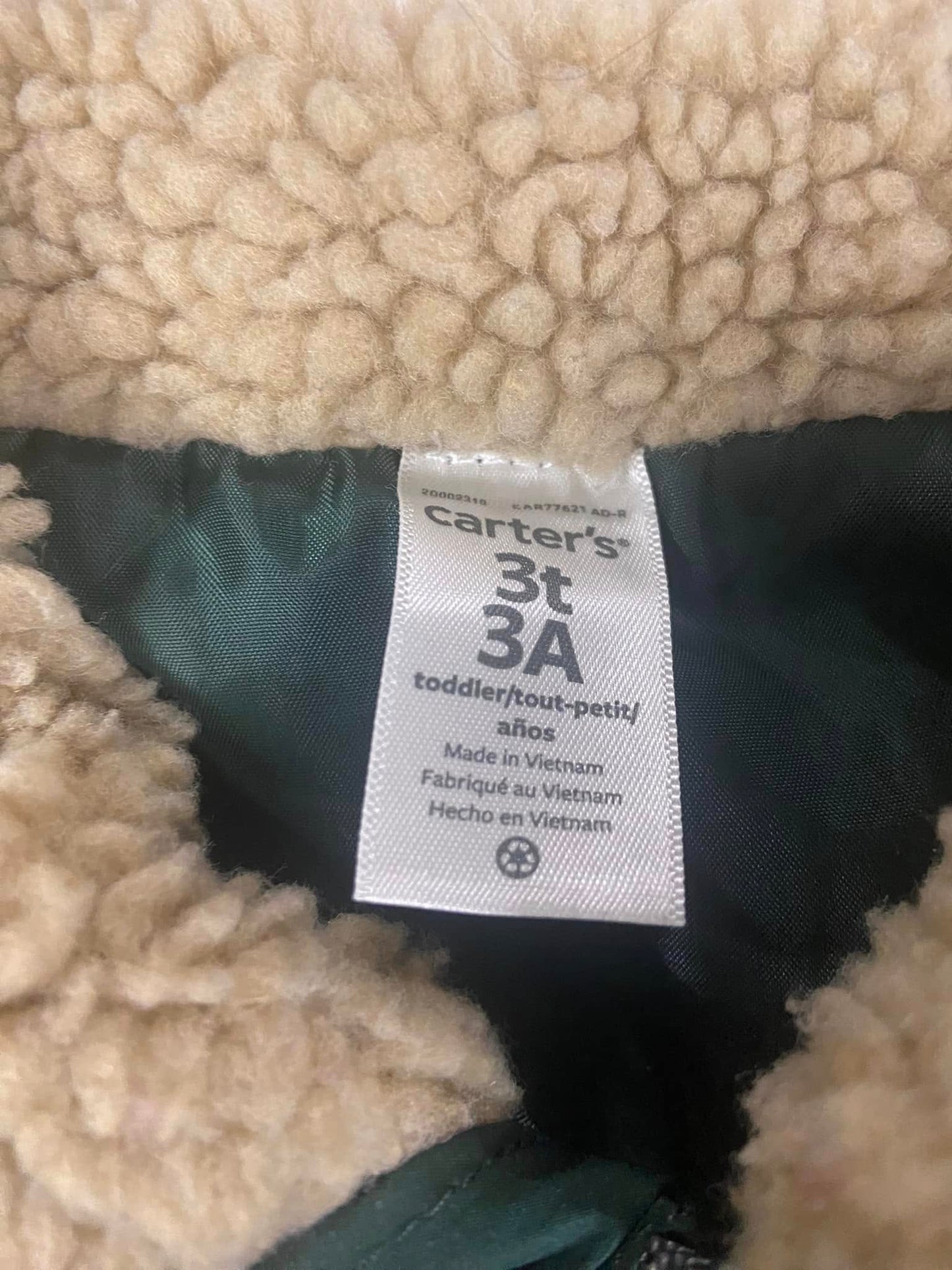 #010425 Carter's Green Vest Size 3T