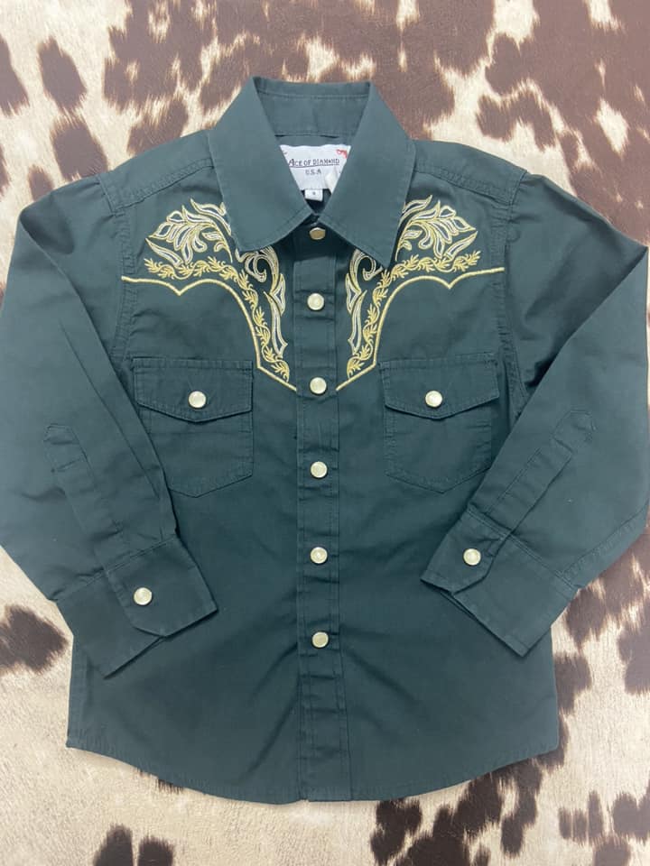 #010325 Ace Of Diamond Green Shirt Size 4
