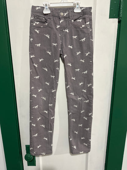#012225 Gymboree Girls Jeans Gray With White Horses Size 12