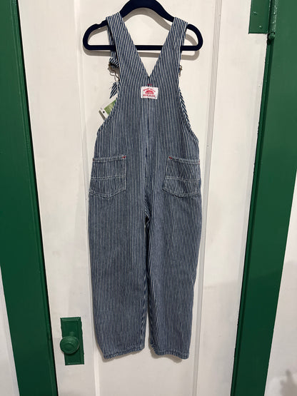 #040325 Round House Blue/White Striped Overalls Size 6