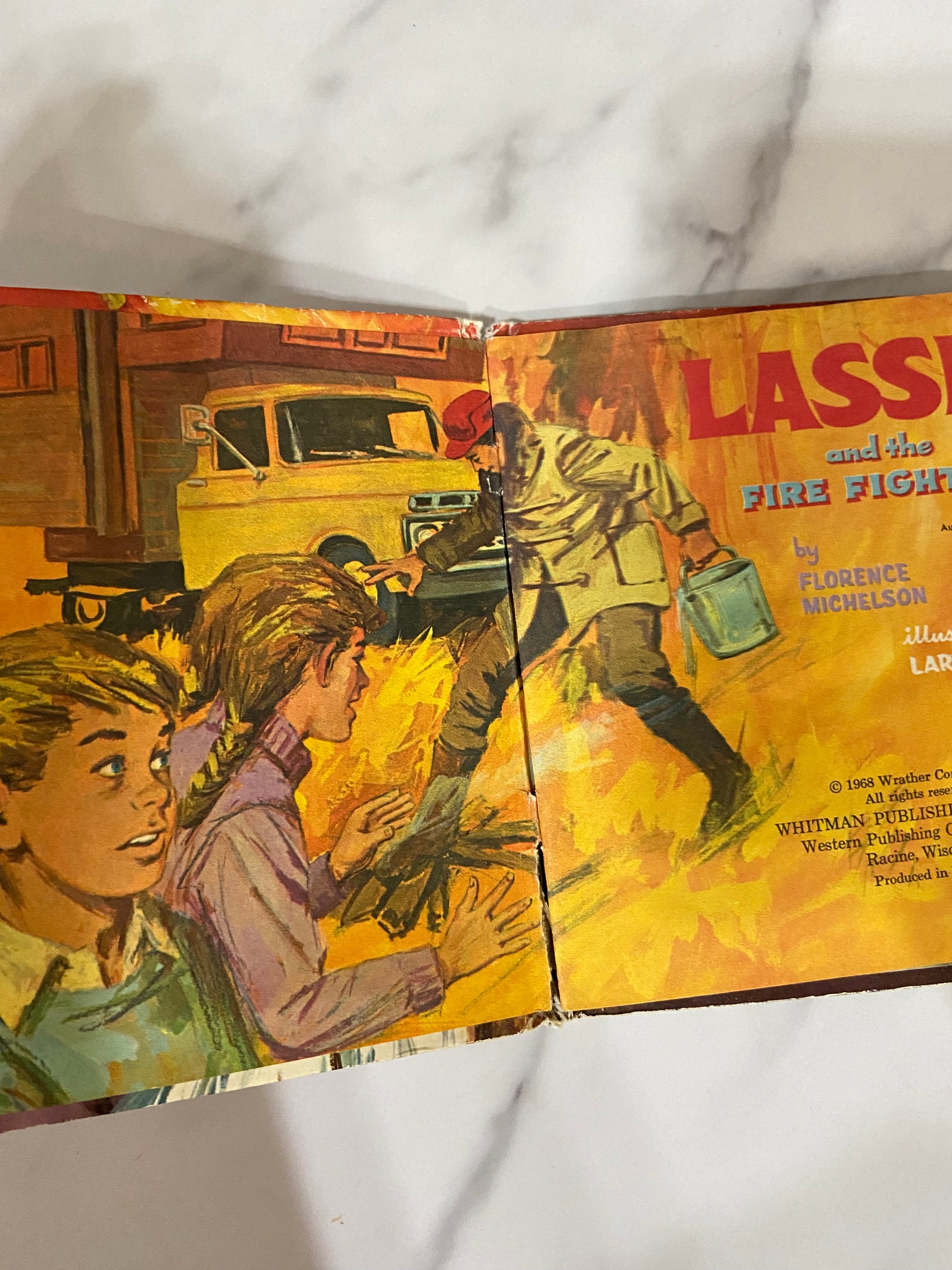 #032424 Lassie & The Fire Fighters Vintage Book