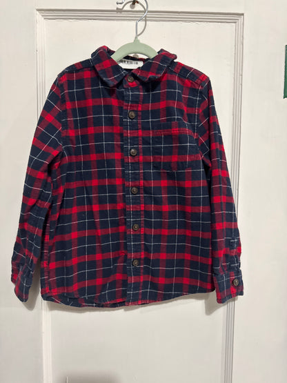 #033025 OshKosh Red/Blue Plaid Shirt Size 4T
