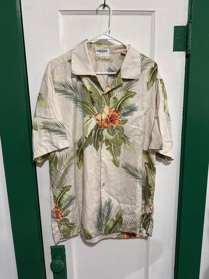 #033025 Tommy Bahama Floral Hawaiian Shirt Size L