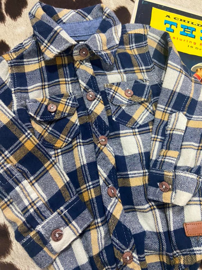 #010225 7 For All Mankind Flannel Baby Onesie 6-9 Mo.