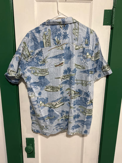 #033025 Kalaheo Plane Hawaiian Shirt Size L