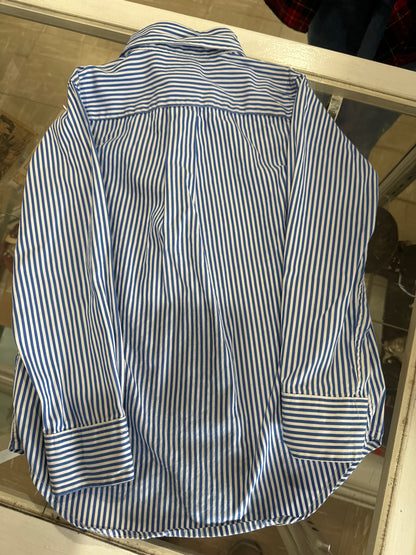 #012225 Ralph Lauren Blue/White Striped Shirt Size 4/4T