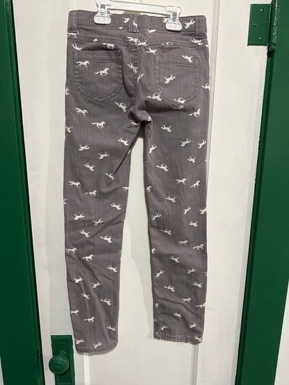 #012225 Gymboree Girls Jeans Gray With White Horses Size 12