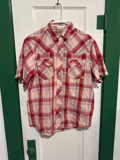#033025 Wrangler Red Plaid Shirt Size XL