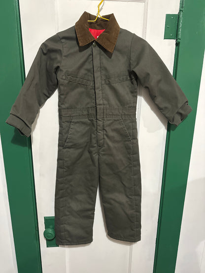 #012225 Key Coveralls Olive Green With Red Lining Size 6