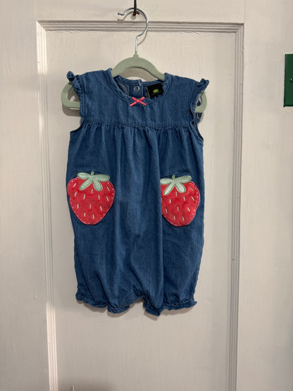 #022825 John Deere Strawberry Outfit Size 6/9 M