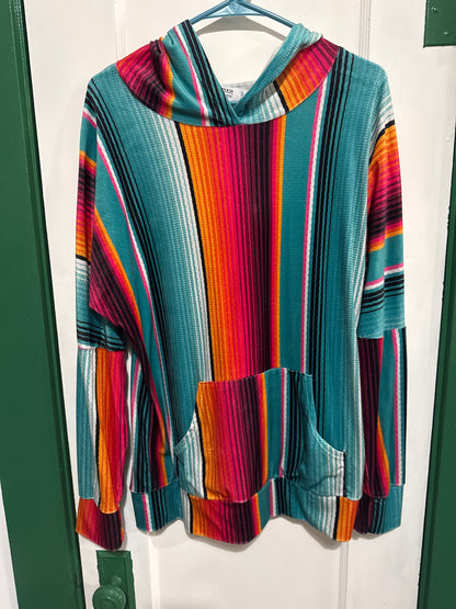 #033025 Crazy Train Serape Pullover Size L