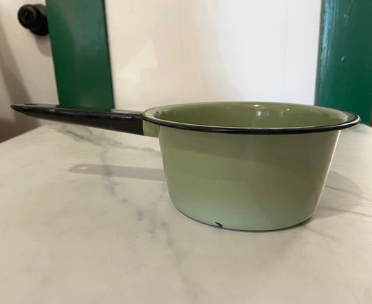 #1026 LW Green Enamel Pan