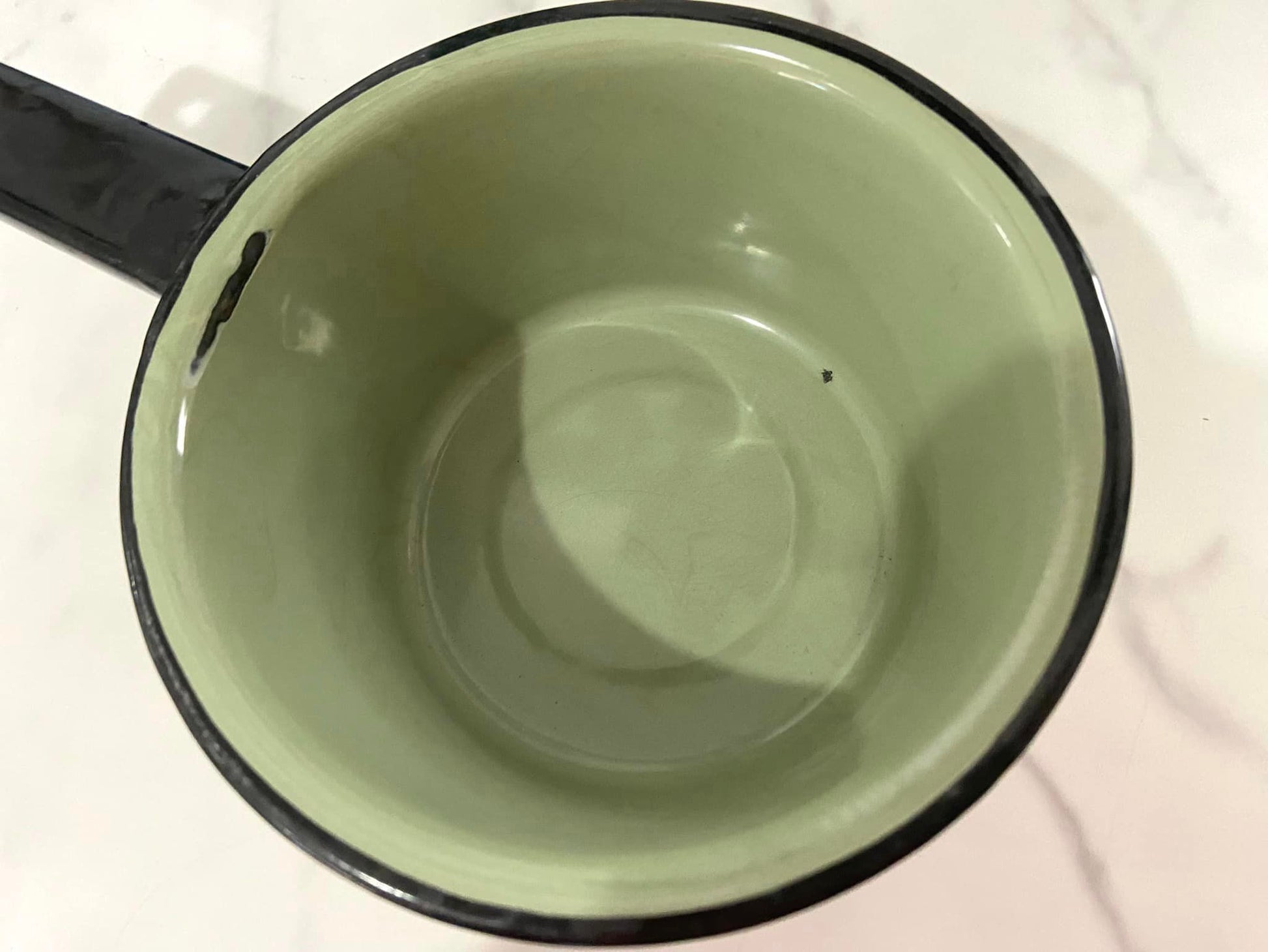 #1026 LW Green Enamel Pan