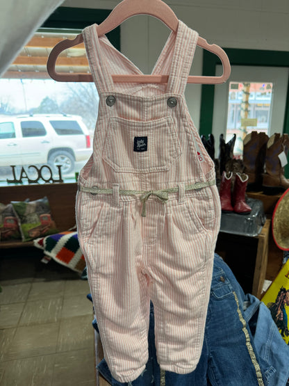 #121024 LW Baby B'Gosh Overalls Pink/White Striped Size 18 M