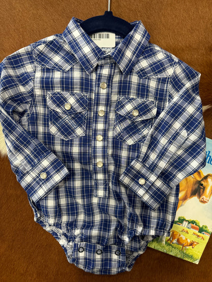 #121024 LW  Wrangler Blue Onesie Size 3/6 M