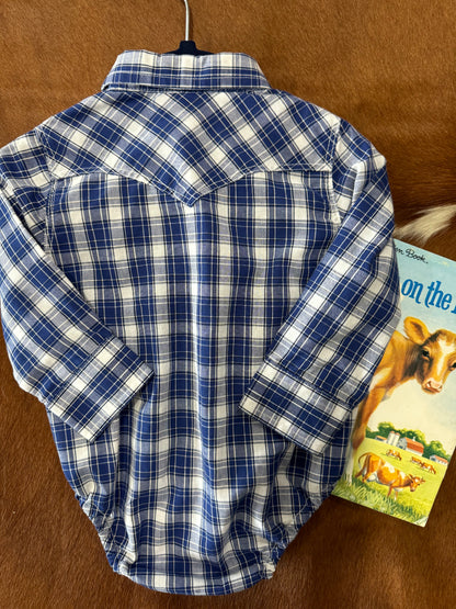 #121024 LW  Wrangler Blue Onesie Size 3/6 M